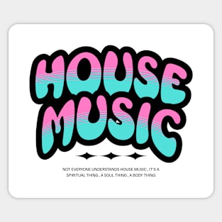 HOUSE MUSIC  - Bubble Outline Two Tone (black/pink/blue) Sticker